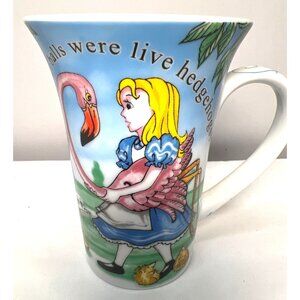 Alice In Wonderland Porcelain Mug With Illustrated Flamingo & Queen Of Hearts De